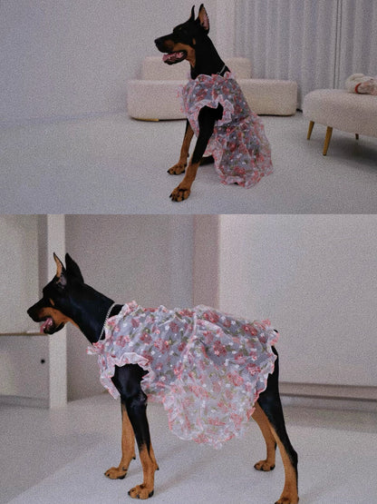 Flower lace dress for pet dog